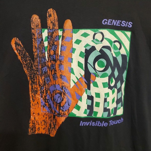 Vintage GENESIS T Shirt 1987 Invisible Touch tour concert 50/50 Size Large - Picture 5 of 10